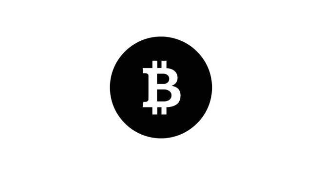 Bitcoin logo on black background.