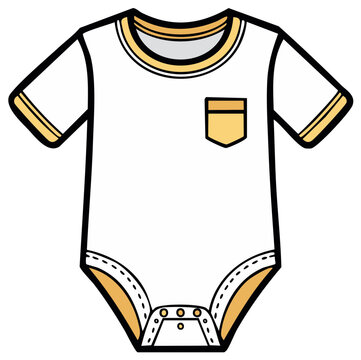 Vector illustration of baby bodysuit with trim, clothing for infant, newborn, child, or toddler. Summer wear. Vector flat icon.