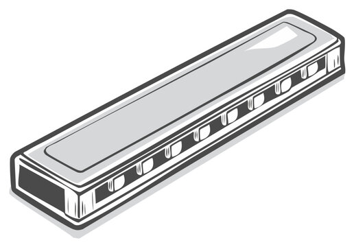 Vector illustration of a diatonic harmonica wind instrument musical instrument for blues country folk music sound.