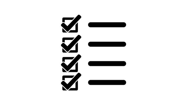 Black and white menu icons.