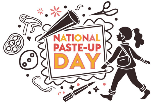 National Paste-Up Day Vector Illustration, Creative Collage Art Celebration Design
