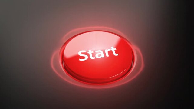Glowing start button animation symbolizing launch and initiation, business startup and digital technology concept, modern futuristic motion graphics background