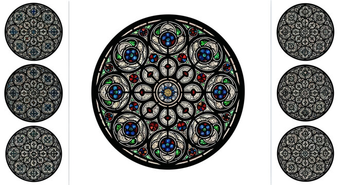 Intricate Rose Window Stained Glass Mosaic - Gothic Architecture Detail