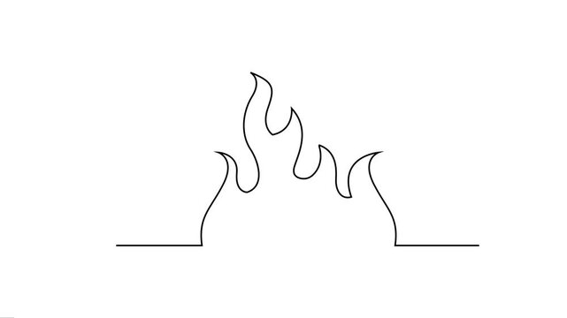 Continuous line drawing of fire icon animation