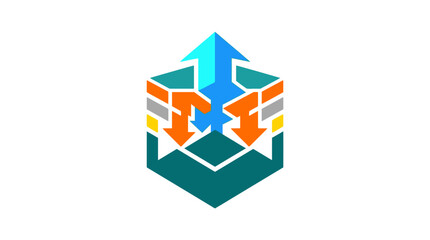 Obraz premium Vector Icon of Data Center Infrastructure with Servers and Network Arrows for Technology and IT Concepts