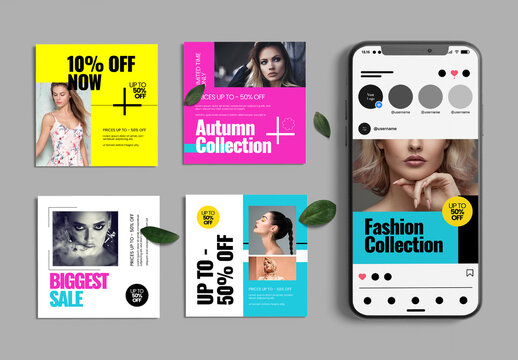 Fashion Sale Social Media Post Template Set