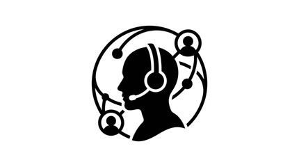 Obraz premium Vector Icon of Customer Support Agent with Headset for Communication and Service