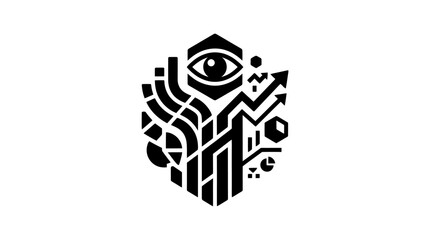 Fototapeta premium Icon of a Brain with Data Analytics and Growth Arrows in Modern Vector Style