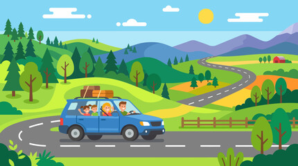 Fototapeta premium Family on a road trip vacation.