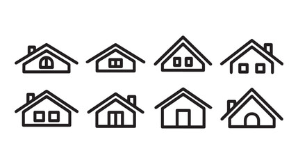 Fototapeta premium Set of House Icons with Different Window and Door Styles Minimalist Line Art