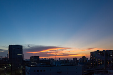 Fototapeta premium 都市部の夕焼けの風景