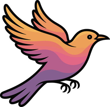 Vibrant purple and orange bird silhouette wings