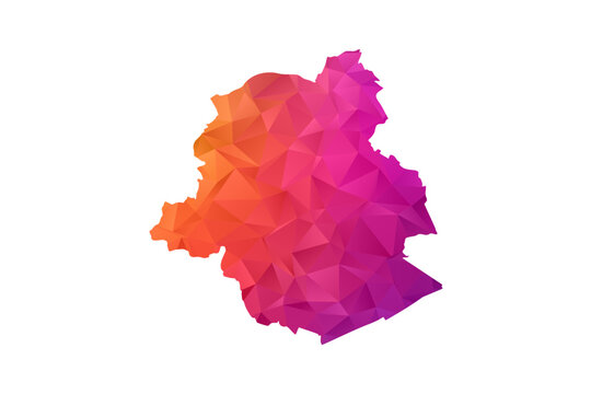 Brussels Map - Polygon Style Vector Illustration in Orange and Pink Gradient, Low Poly Geometric Design, Isolated on White Background for Infographics and Education.