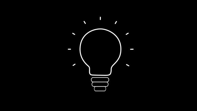 A simple light bulb icon animation representing idea, creativity and inspiration, perfect for brainstorming, innovation concepts and modern business visuals