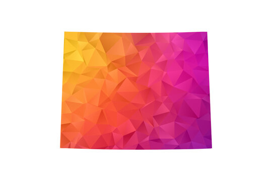 Wyoming Map - Polygon Style Vector Illustration in Orange and Pink Gradient, Low Poly Geometric Design, Isolated on White Background for Infographics and Education.