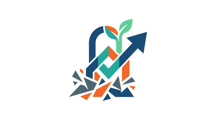 Obraz premium Vector Icon of Growth Arrow and Plant Symbolizing Business Development and Sustainability