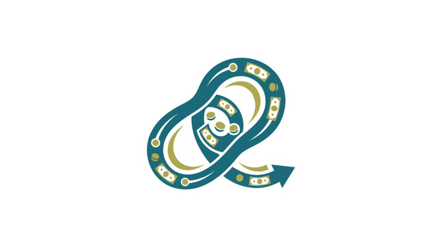 Icon of Money Transfer or Payment Process in Flat Vector Style