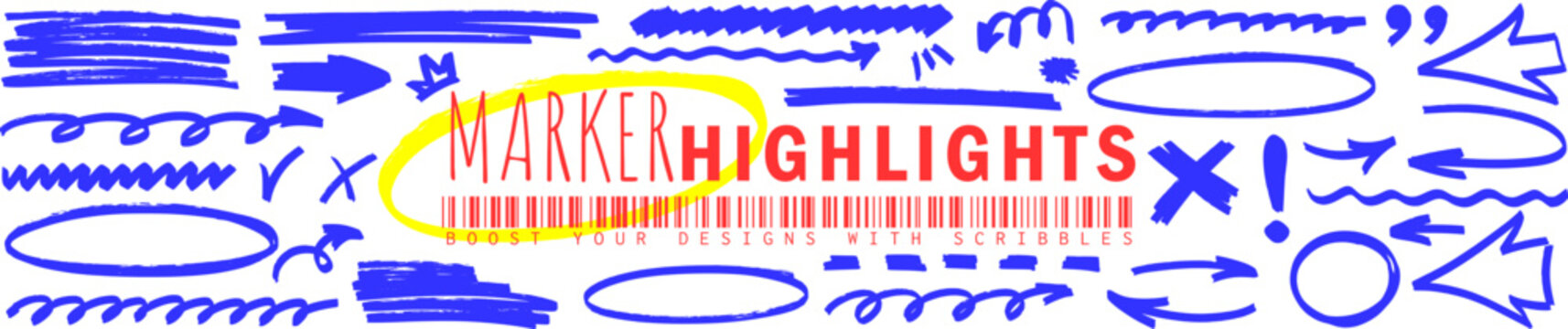 Subtle sketch where highlight and marker stay light, arrow moves along the line and underline supports a neat shape with pen.