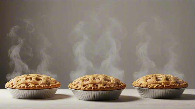 seamless loop of steam rising continuously from hot apple pie minimal clean background perfect for apple pie day