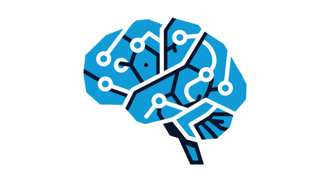Blue Circuit Brain Illustration Design.
