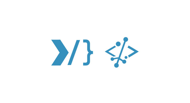 Blue coding symbols and characters.