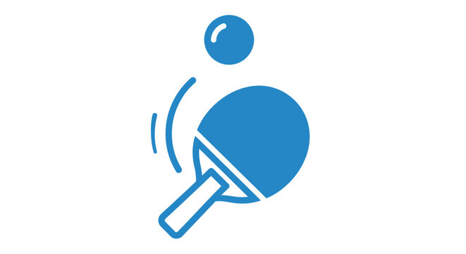 Blue ping pong paddle and ball.