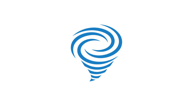 Blue swirling spiral tornado symbol icon.
