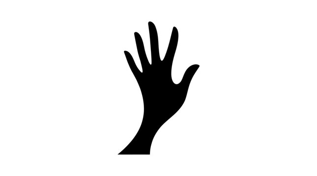 Vector Icon of Raising Hand for Help or Asking Question in Simple Black Style