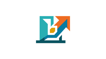 Obraz premium Icon of Business Growth Arrow Chart with Upward Trend in Flat Design Style