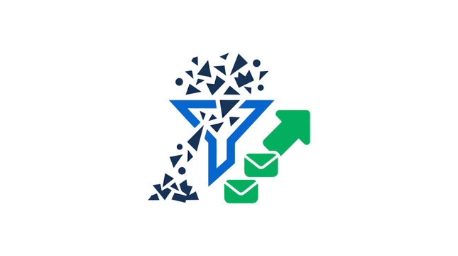 Vector Icon of Digital Data Disintegration Turning into Growth and Connectivity