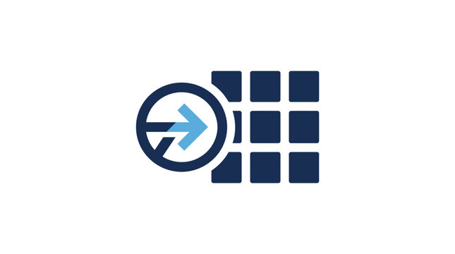 Icon of Exit Button with Arrow and Grid for User Interface Design