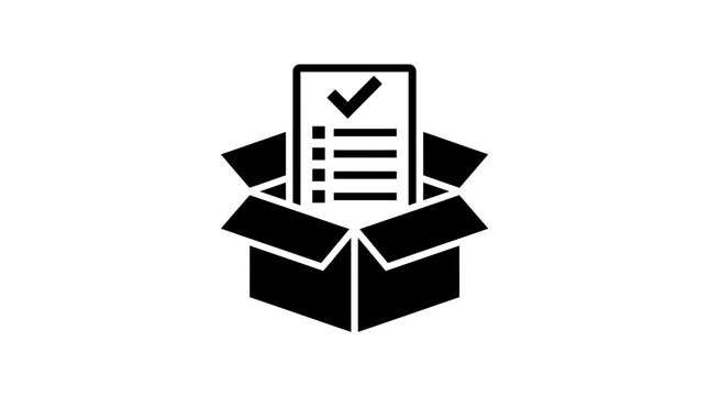 Icon of Receipt Inside Open Box Vector Illustration for Packaging and Shipping