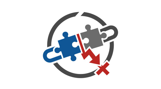 Vector Icon of Puzzle Piece with Red Arrow Indicating Problem Solving and Troubleshooting