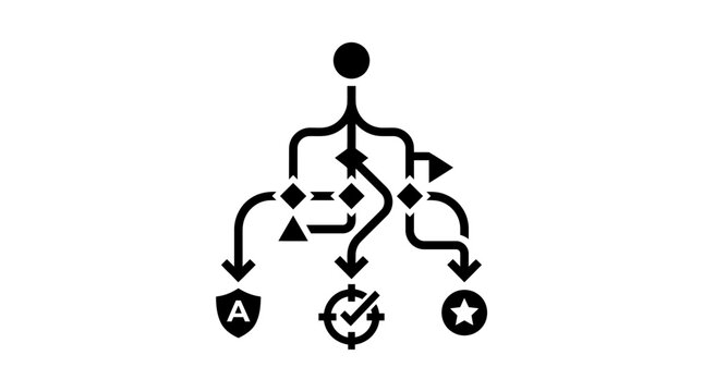 Vector Icon Illustration of a Decision Tree Diagram with Flowchart Elements