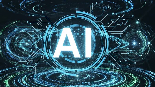 Animated ai text logo in futuristic tech design with glowing energy and dynamic motion 4k video