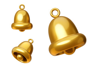 Fototapeta premium 3d golden bell phone notification realistic icon. Phone notification metal isolated vector symbol, Christmas and Easter decoration shiny bell. Reminder or alarm 3D golden icon or doorbell sign