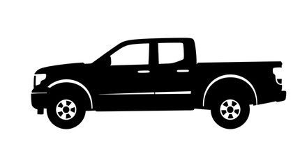 Obraz premium Black Pickup Truck Side View.