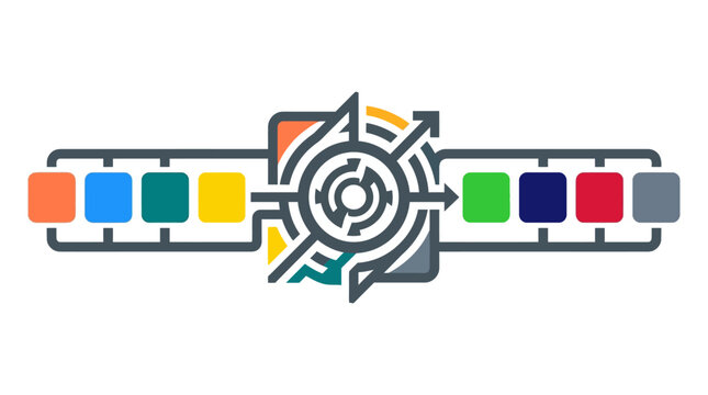 Icon of Integrated Supply Chain Network Vector Illustration for Logistics and Business Optimization