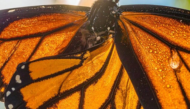 Close-up of Monarch Butterfly Wing Details.