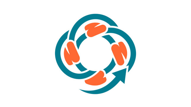 Icon of Recycling Process with Circular Arrows and Environment Concept in Vector Style