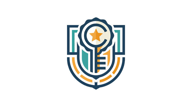 Vector Icon of Security Badge with Shield and Star for Cybersecurity and Protection Themes
