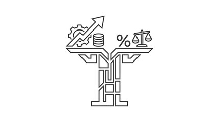 Fototapeta premium Vector Icon of Business Growth and Financial Analysis in Modern Style