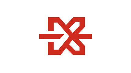 Obraz premium Icon of Interlocking Geometric Abstract Symbol in Red for Digital Design and Branding