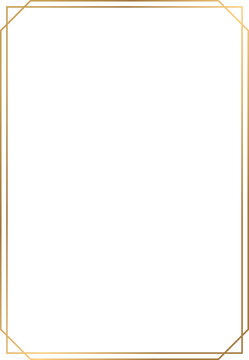 Luxury gold rectangle frame, minimalist line border template with 4.5 x6.5 aspect ratio, for 5x7 size wedding invitation, premium cards, stationary, digital graphic design.