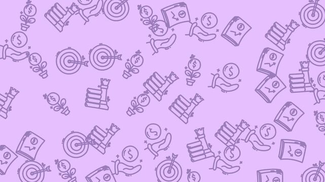 Dynamic Purple Doodle Pattern Background for Video.