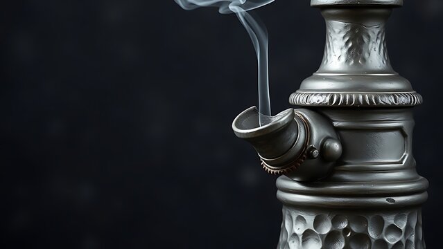 flagon. Close-up of an antique pewter flagon with hammered texture and rising vapor. bar promotions, beverage menus, designed for product packaging and bar promotions.