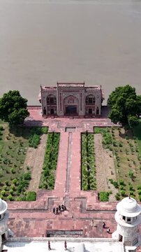 Vertical Aerial View of Itmad ud Daulah Tomb in Agra India