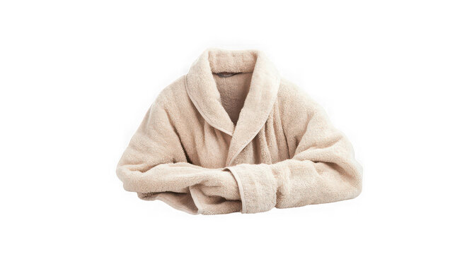 A beige bathrobe on transparent background, perfect for relaxation and spa treatments
