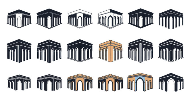 Architectural Elements Collection: Columns, Arches, and Facades - Vector Icons