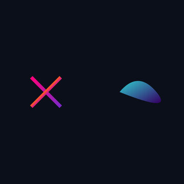 Abstract corporate technology set featuring a gradient cross mark and swerving blue path digital illustration